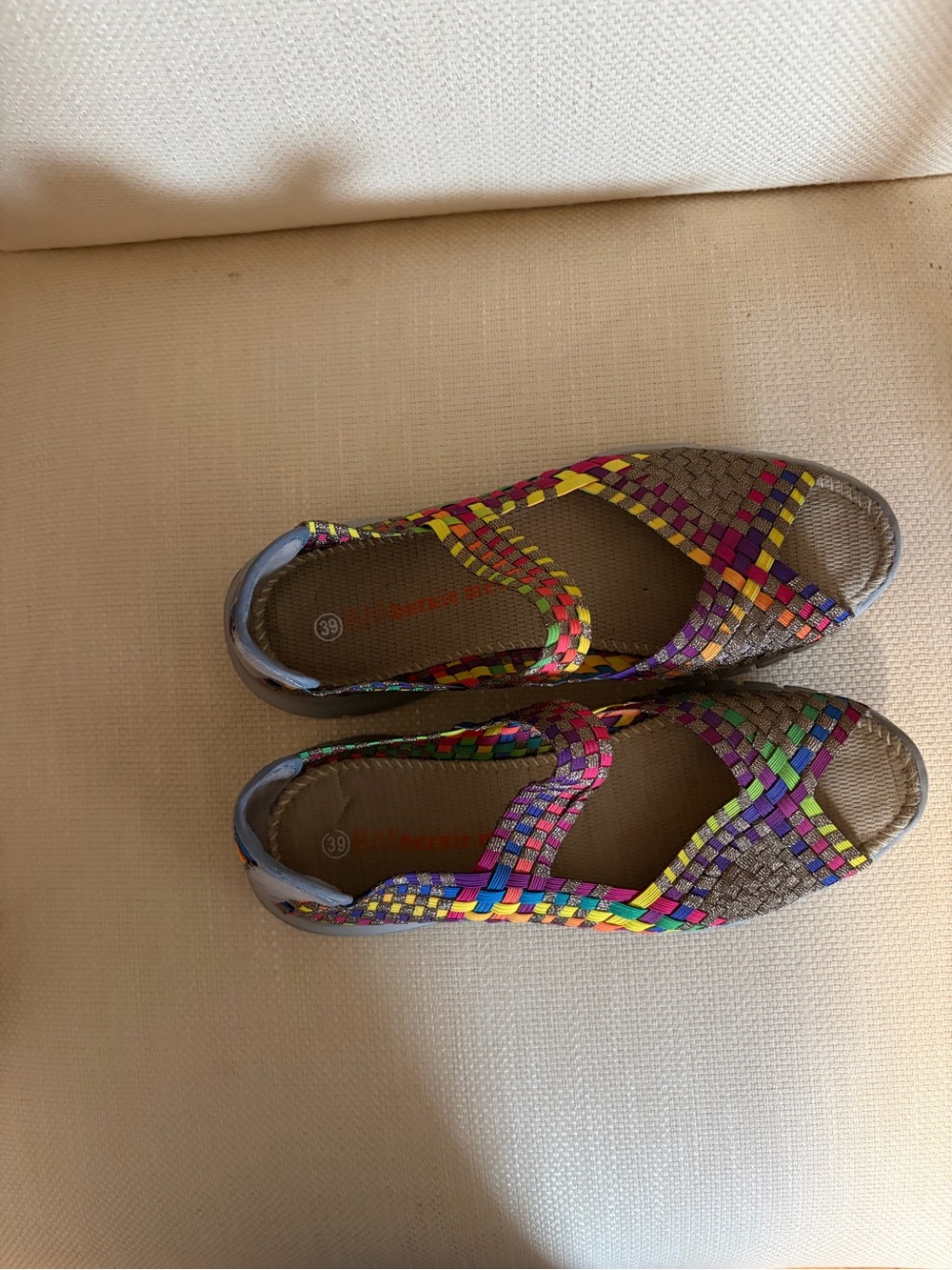 bernie mev. Multicolor Woven Slingback Flat - Pink, Yellow, Green, Blue, Purple